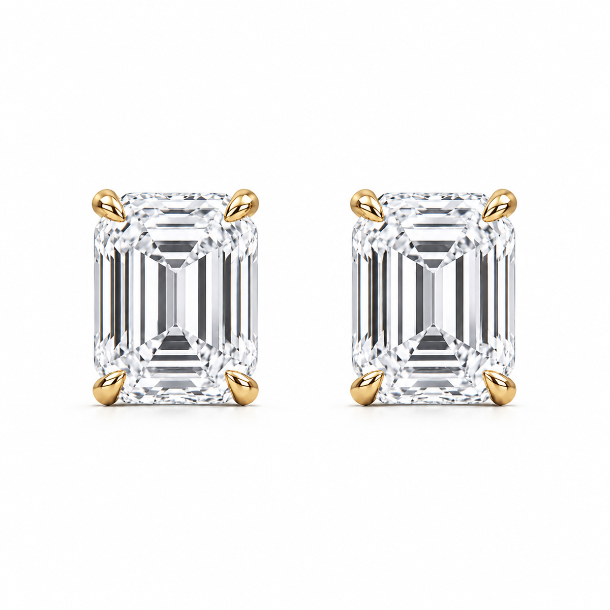 Emerald Cut Diamond Studs